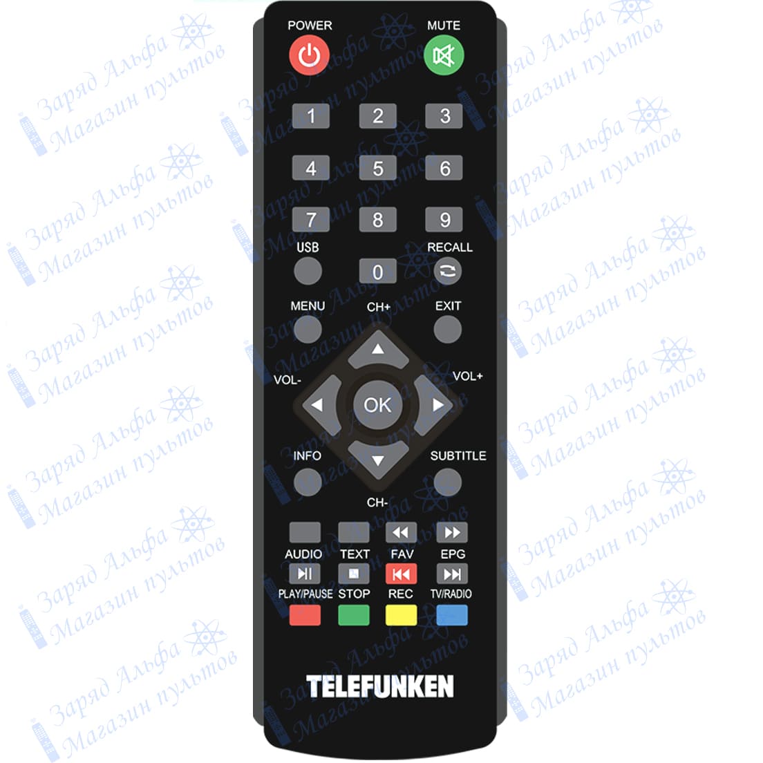 Пульт к Telefunken TF-DVBT232 для цифровой приставки ресивера DVB-T2